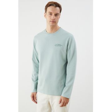 Bluza de trening din amestec de bumbac cu decolteu la baza gatului - Albastru glaciar