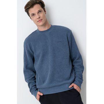 Bluza de trening din amestec de bumbac cu decolteu la baza gatului - Albastru inchis