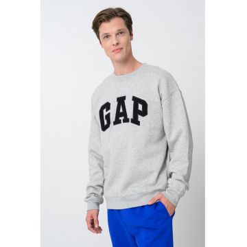 Bluza de trening din bumbac cu logo - Gri deschis melange