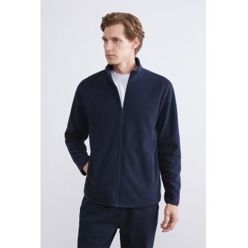 Bluza de trening din material fleece cu buzunare cu fermoar - Bleumarin