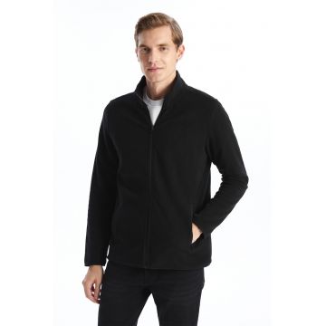 Bluza de trening din material fleece cu buzunare cu fermoar - Negru