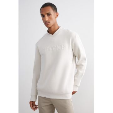 Bluza de trening regular-fit cu decolteu la baza gatului - Alb