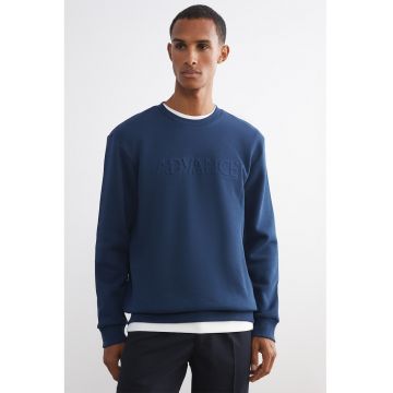 Bluza de trening regular-fit cu decolteu la baza gatului - Albastru inchis