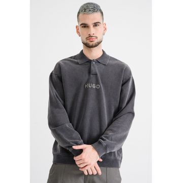 Bluza polo de trening cu logo brodat Delwy - Gri inchis