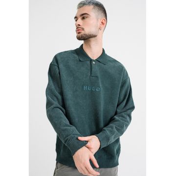 Bluza polo de trening cu logo brodat Delwy - Verde englez
