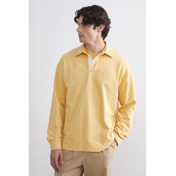 Bluza polo din bumbac - Galben sofran