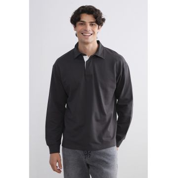 Bluza polo din bumbac - Gri antracit