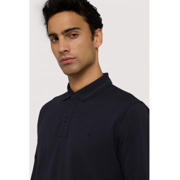 Bluza polo din bumbac - Negru/Verde pal