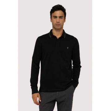 Bluza polo din bumbac - Negru