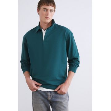 Bluza polo din bumbac - Verde englez
