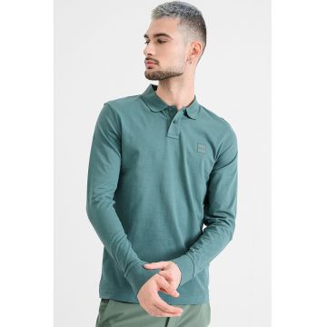 Bluza polo slim fit - Verde aquamarin