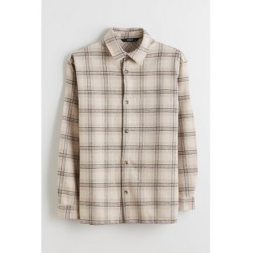 Camasa cu maneci lungi si model in carouri - Gri antracit/Bej deschis