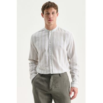 Camasa din bumbac cu guler Mao - Alb