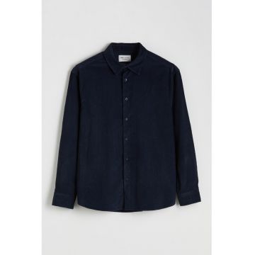 Camasa din bumbac cu model uni - Bleumarin