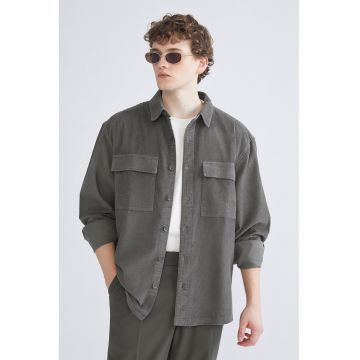 Camasa din reiat cu buzunare aplicate - Kaki