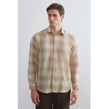 Camasa regular fit cu model in carouri - Caramel/Bej deschis