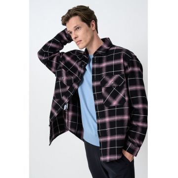 Camsa in carouri Ebolt - Negru/Lila