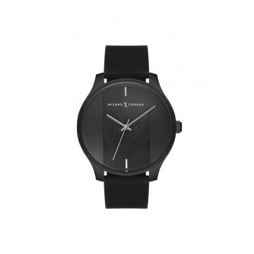 Ceas barbatesc  MEX3234 - curea silicon neagra - 43mm - rezistent la apa 3 ATM - negru