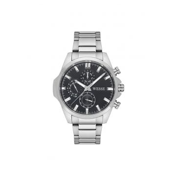 Ceas barbatesc  WWG205804 - 44mm - curea metalica - rezistent la apa 5 ATM - argintiu