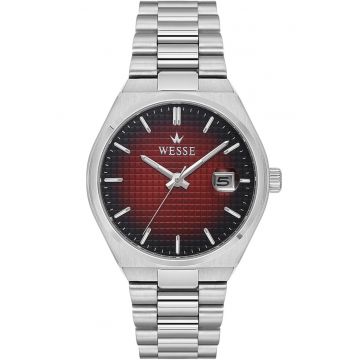 Ceas barbatesc  WWG209508 40mm - curea metalica - cadran burgundy - rezistent la apa 5 ATM