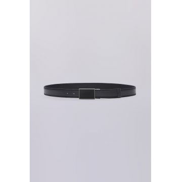 Curea din piele cu catarama cu nit si garnituri din material sintetic - Negru