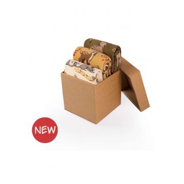 Cutie cu 3 perechi sosete din bumbac Povesti de Toamna Soricel - Caprioara - Iepure -