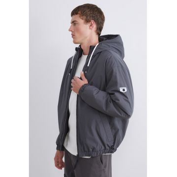 Geaca cu fermoar si terminatie elastica - Gri antracit