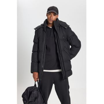 Geaca cu gluga si fermoar - Negru