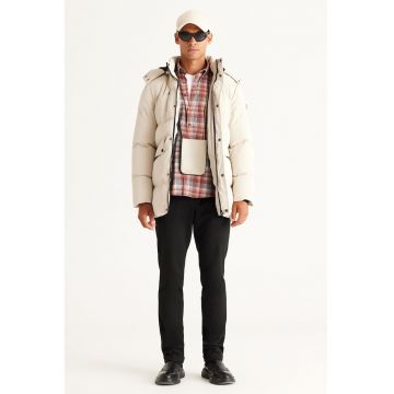 Geaca cu vatelina si buzunare cu fermoar - Alb fildes