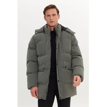 Geaca cu vatelina si buzunare cu fermoar - Gri inchis