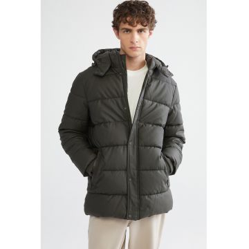 Geaca cu vatelina si gluga - Verde inchis