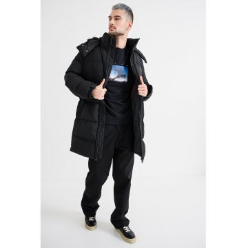 Geaca lunga cu gluga Magnus - Negru