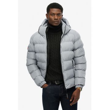 Geaca matlasata cu buzunare cu fermoar - Gri cenusiu