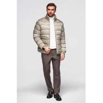 Geaca matlasata cu guler inalt - Gri cenusiu