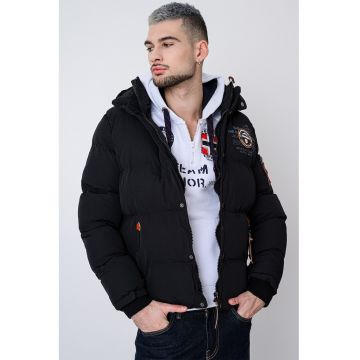 Geaca regular-fit cu logo Verana - Negru/Portocaliu