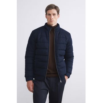 Geaca slim-fit cu vatelina - Bleumarin