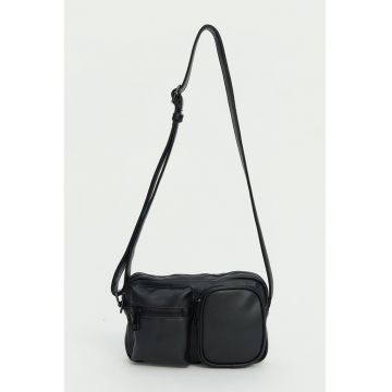 Geanta crossbody cu buzunare exterioare - Negru