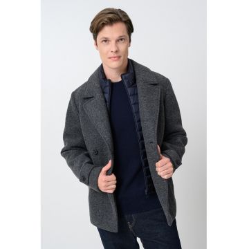 Haina scurta 2in1 din amestec de lana Claudio - Gri inchis melange