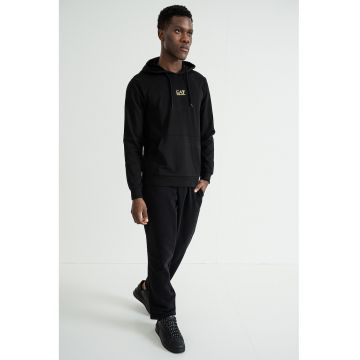 Hanorac cu buzunar kangaroo - Negru/Galben sofran