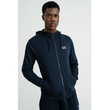 Hanorac cu buzunare laterale si fermoar - Albastru ultramarin