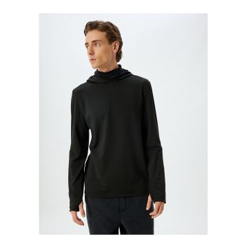 Hanorac cu fante pentru degete - Negru