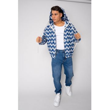 Hanorac cu fermoar si gluga Oversized 18931 - BLUE