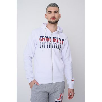 Hanorac cu logo brodat si fermoar Ghazen - Visiniu/Albastru ultramarin/Alb optic