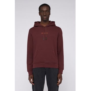 Hanorac cu logo si buzunar kangaroo - Rosu inchis
