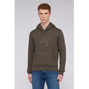 Hanorac de bumbac cu logo - Maro inchis