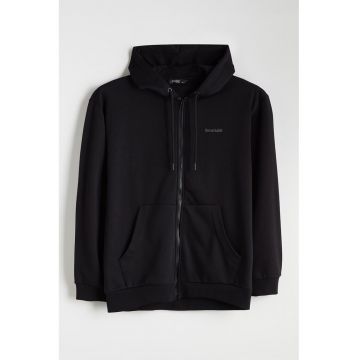 Hanorac din amestec de bumbac cu fermoar - Negru