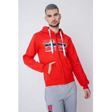 Hanorac din amestec de bumbac cu logo si fermoar Gayton - Rosu/Bleumarin