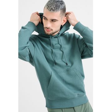 Hanorac din bumbac cu buzunar kangaroo - Verde feriga