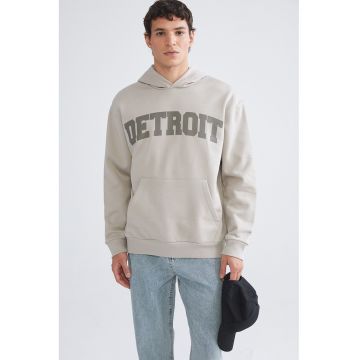 Hanorac lejer cu imprimeu text - Gri deschis