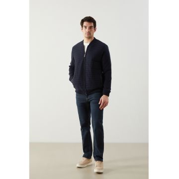 Jacheta bomber cu model uni - Bleumarin